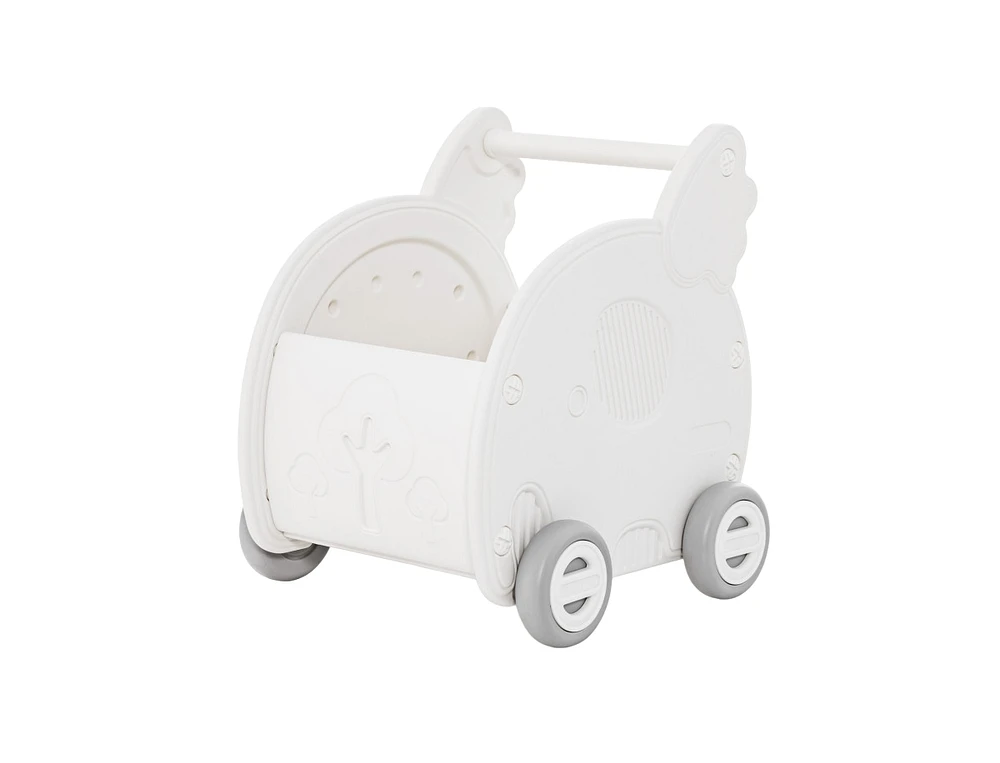 Slickblue Baby Walker Push Toy with Handle for Boys Girls of 3+ Years Old-White