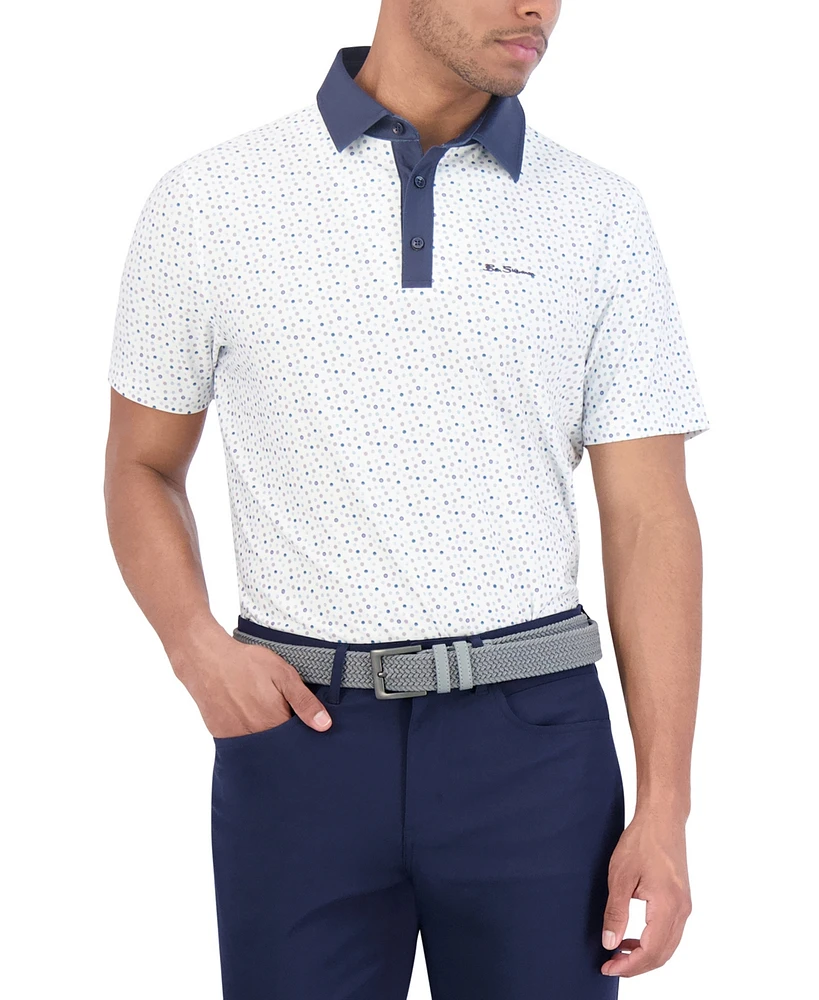 Ben Sherman Polka Dots Tech Jersey Sports Fit Polo