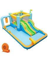 Costway Inflatable Water Slide Giant Kids Bounce House Park Splash Pool with 680W Blower
