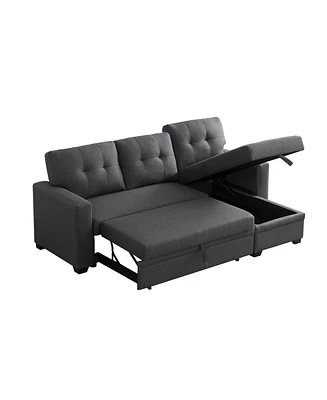 Simplie Fun Upholstered Pull Out Sectional Sofa With Chaise