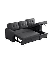 Simplie Fun Upholstered Pull Out Sectional Sofa With Chaise