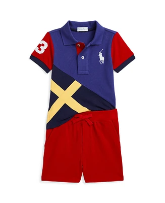 Polo Ralph Lauren Baby Boys Big Pony Mesh Shirt and Shorts Set