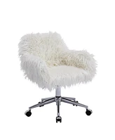 Simplie Fun Modern Faux Fur Home Office Chair, Fluffy Chair For Girls, Makeup Vanity Chair