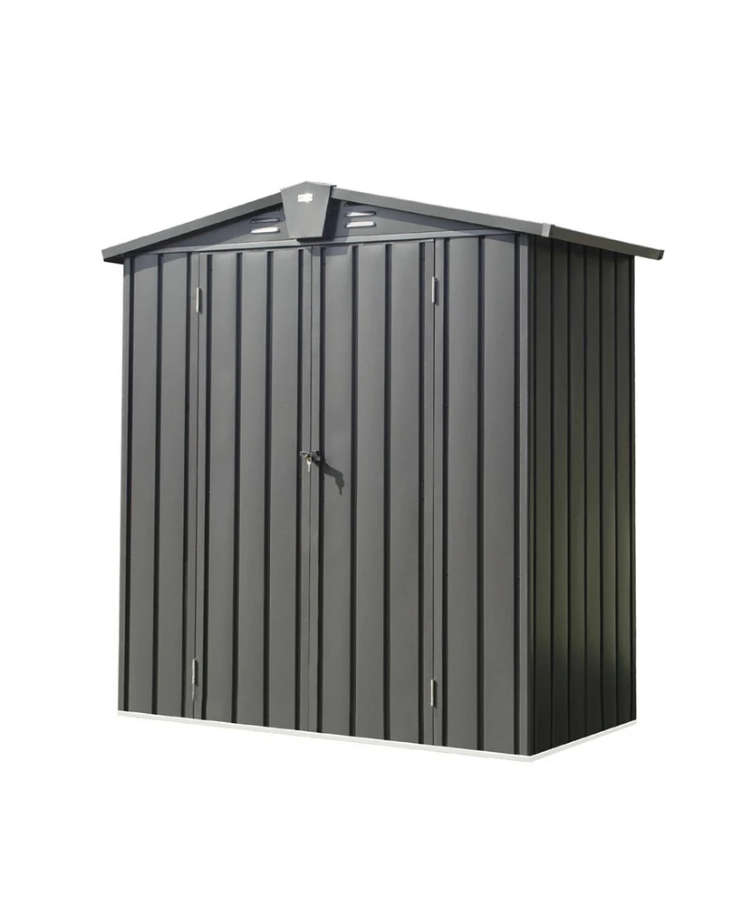 Simplie Fun Metal Outdoor Storage Shed with Lockable Double Door