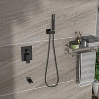 10" Rain Shower Head Systems With Waterfall Tub Spout, Oil Rubber Bronze, Wall Mounted Shower