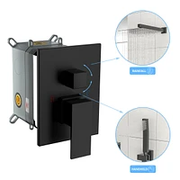 12" Rain Shower Head Systems With Waterfall Tub Spout, Matte Black, Wall Mounted Shower 0000