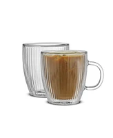 JoyJolt Fluted 13.5oz Coffee Mugs, Set of 2