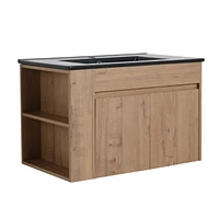 30 Inch Bathroom Vanity With Black Ceramic Basin And Adjust Open Shelf