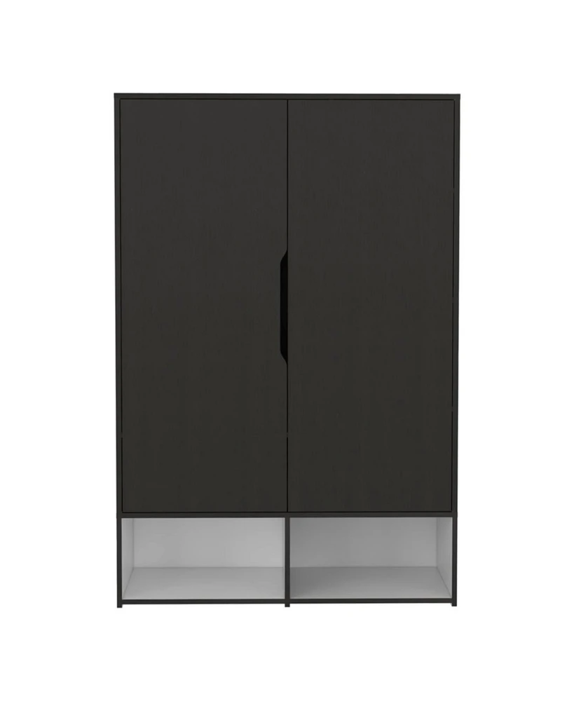 Simplie Fun Logan 2-Shelf Armoire Black Wengue And White