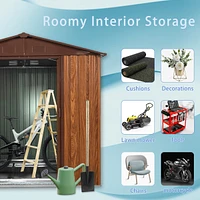 6FT X 6FT Outdoor Metal Storage Shed With Metal Floor Base, With Window
