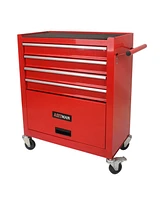 Simplie Fun 4 Drawers Multifunctional Red Tool Cart With Wheels