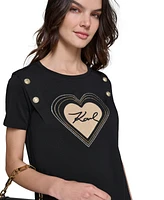 Karl Lagerfeld Paris Women's Embellished Heart T-Shirt Dress