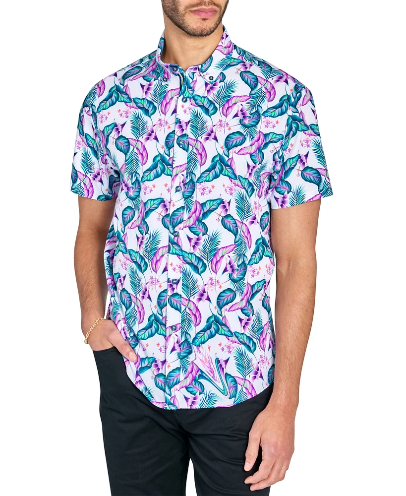 Society of Threads Men's Leaf-Print Shirt