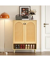 Streamdale Furniture Shoe Storage Cabinet With Adjustable Plates Natural Doors