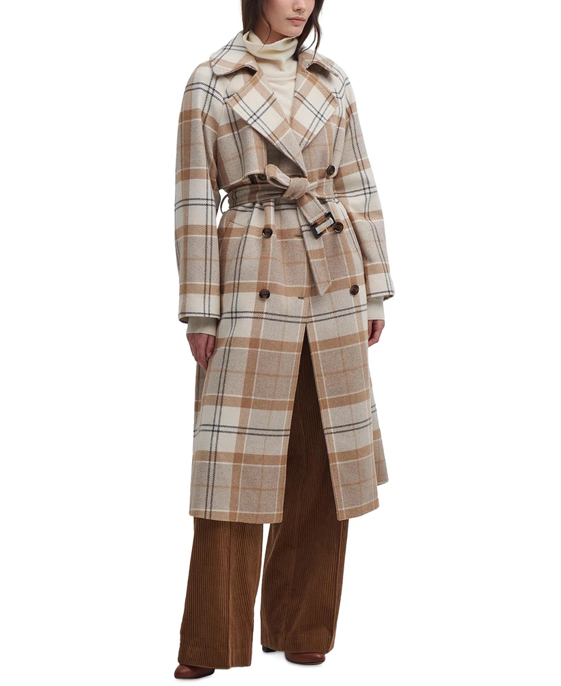 Barbour Women's Claudette Belted Plaid Double-Breasted Coat