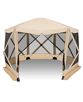 Costway 1.5 X 11.5 Ft 6-Sided Pop-up Screen House Tent With 2 Wind Panels for Camping