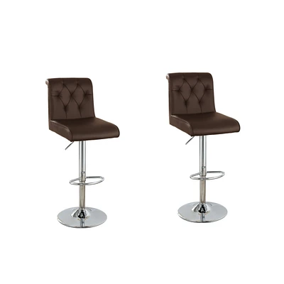 Simplie Fun Espresso Faux Leather Barstools Set of 2