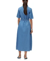 Vero Moda Women's Vio Tie-Waist Cotton Denim Midi Shirtdress