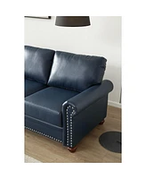 Living Room Sofa Loveseat Chair Navy Blue Faux Leather