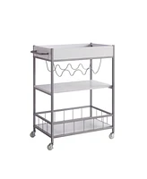 Simplie Fun Kitchen Cart White Silver