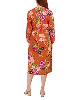 julia jordan Women's Printed Faux-Wrap Long-Sleeve Dress