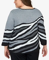 Alfred Dunner Plus Classic Animal Jacquard Beaded Top