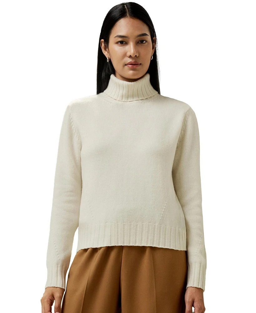 Lilysilk Women's Turtleneck Sweater with Rib Hemline for Women