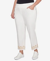 Ruby Rd. Plus Denim Embroidered Ankle Pants