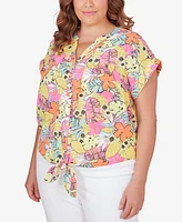 Ruby Rd. Plus Size Party Tie Front Top