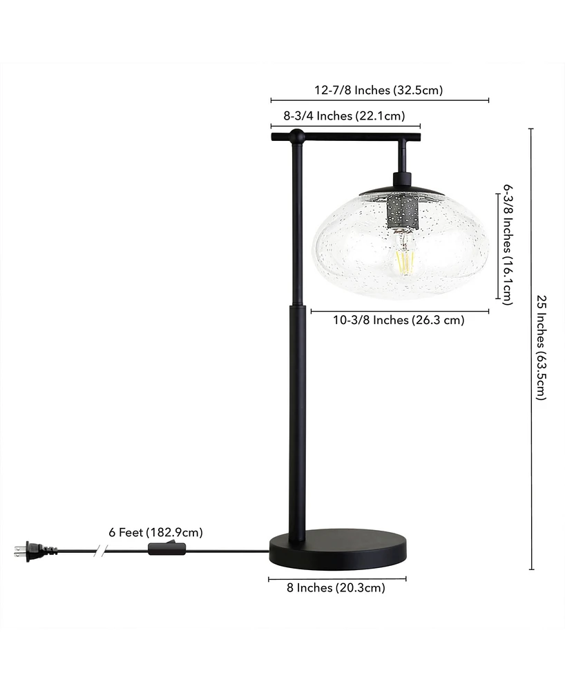 Hudson & Canal Blume 25" Tall Arc Table Lamp with Glass Shade