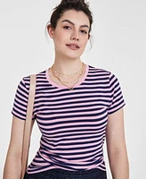 On 34th Womens Striped Cap Sleeve T Shirt Tweed Mini Skirt Holmme Embossed Crossbody Bag Created For Macys