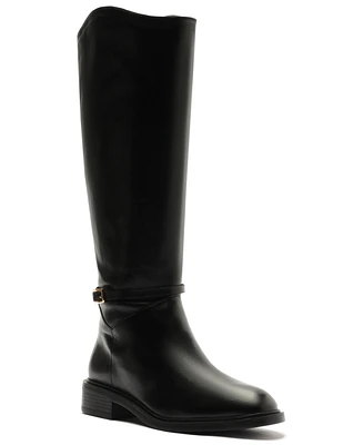 Arezzo Women's Mckenna Low Block Wide Calf Leather Boots