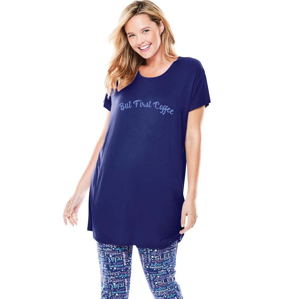 Dreams & Co. Plus Size Soft Pj Tunic Tee