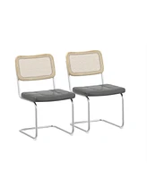 Simplie Fun Leather Dining Chairs, Set of 2, Gray