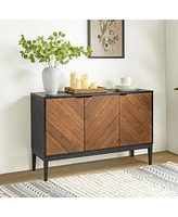 Hulala Home Baez Modern Storage Cabinet with Herringbone Patterns