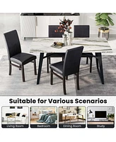 Costway Upholstered Dining Chairs Set of 2 Pu Leather Armless Solid Rubber Wood Legs