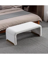 Simplie Fun New Boucle Fabric Loveseat Ottoman Footstool Bedroom Bench Shoe Bench With Metal Legs