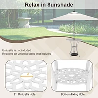 5 Pcs Patio Table Chair Set Outdoor Cast Aluminum Patio Set with Umbrella Hole