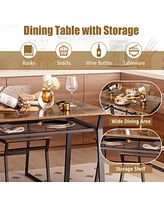 5 Piece Dining Table Set Industrial Rectangular Kitchen with 4 Chairs