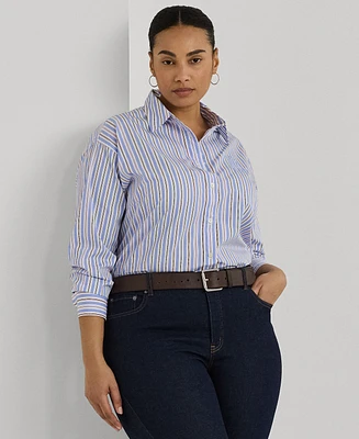 Lauren Ralph Lauren Plus Size Cotton Striped Shirt