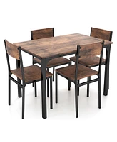 Costway 5 Piece Dining Table Set Industrial Style Kitchen Table & Chairs for 4