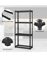 Costway 4 Pcs 4-Tier Metal Shelving Unit Heavy Duty Wire Storage Rack with Anti-slip Foot Pads