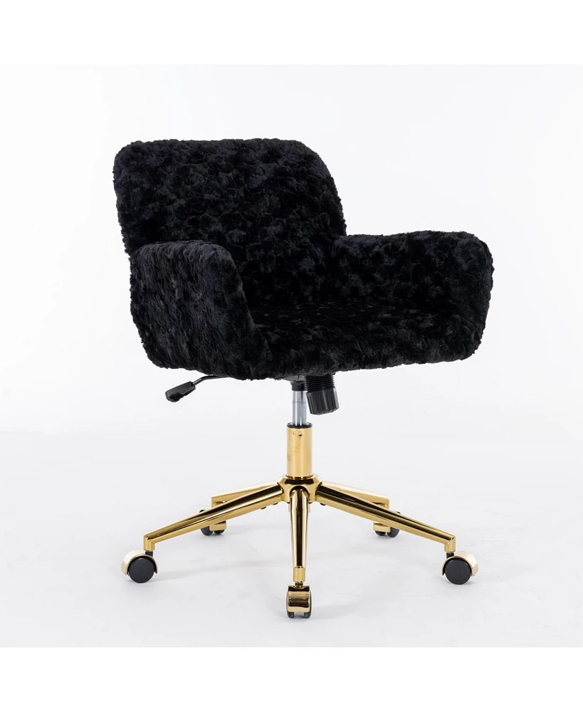 Simplie Fun Adjustable Swivel Office Chair with Golden Metal Base