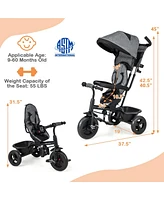 Costway Toddler 4-in-1 Multifunctional Tricycle Trike with Removable Canopy & Push Handle