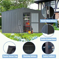 Dark Gray 11'x12.5' Steel Frame Shed with Windows