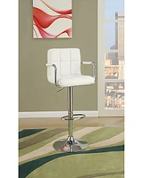 Set of 2 White Faux Leather Barstool Chairs