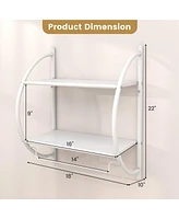 Wall Mounted Bathroom Shelf with 2 Tier Bathroom Towel Rack 2 Towel Bars for Hotel