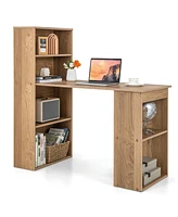 Costway Computer Desk Writing Workstation Office 6-Tier Storage Shelves