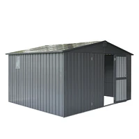 Streamdale Furniture Dark Gray 11'X 9' Steel Frame Shed with Windows