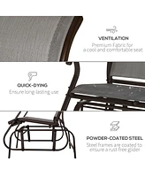 Streamdale Furniture Outdoor Glider Loveseat in Mixed Grey